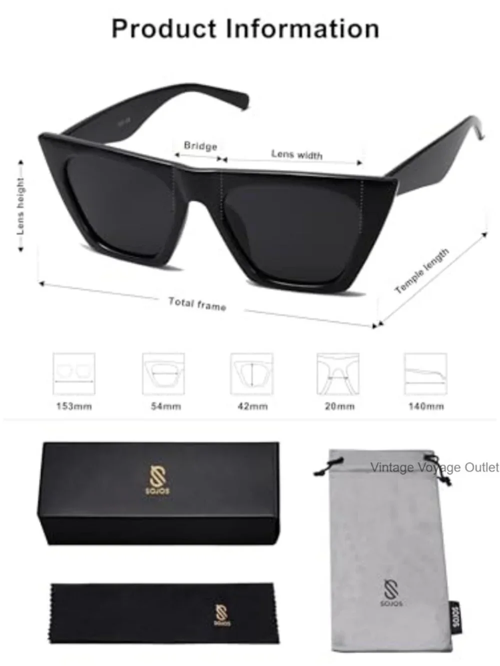 Oversized Square Cateye Polarized Sunglasses Women UV400 TAC Lens